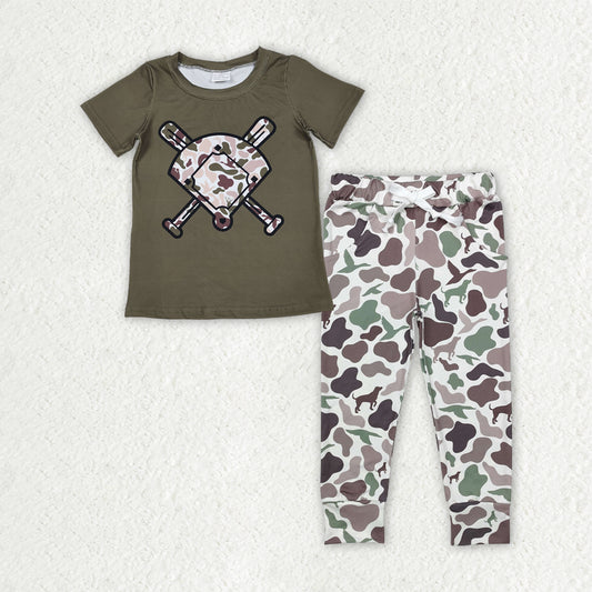 BSPO0658 boys baseball short sleeves camo outfits
