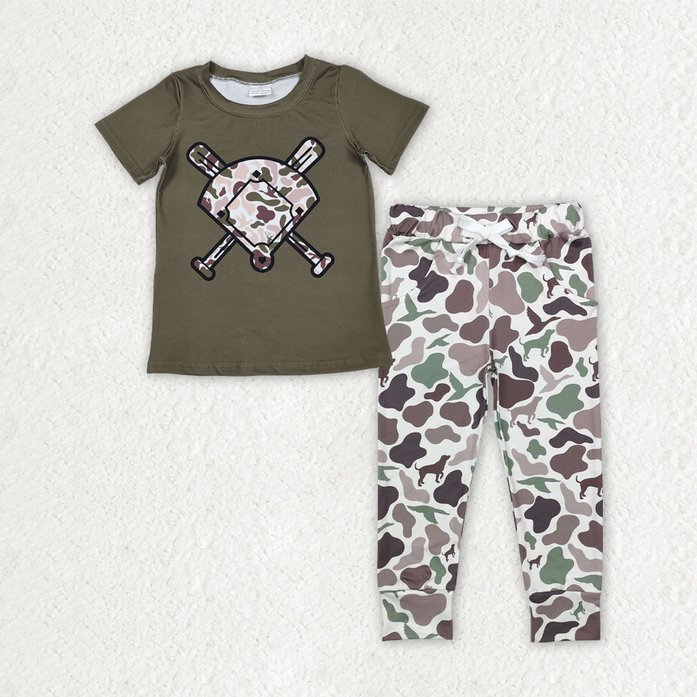 Matching Baby boys baseball short sleeves camo outfits