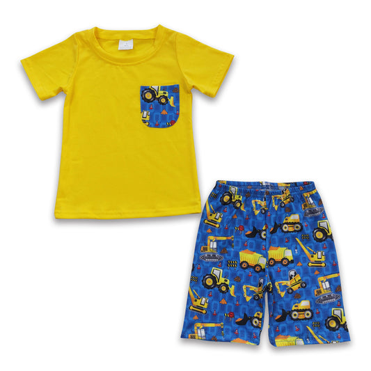 5.5 BSSO0183 Boys Digger Outfits Short Sleeves Yellow Shorts
