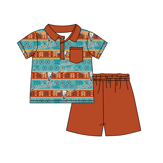 Pre-order BSSO1138 Boys bull pocket streak shorts Outfits（Deadline Dec.12）