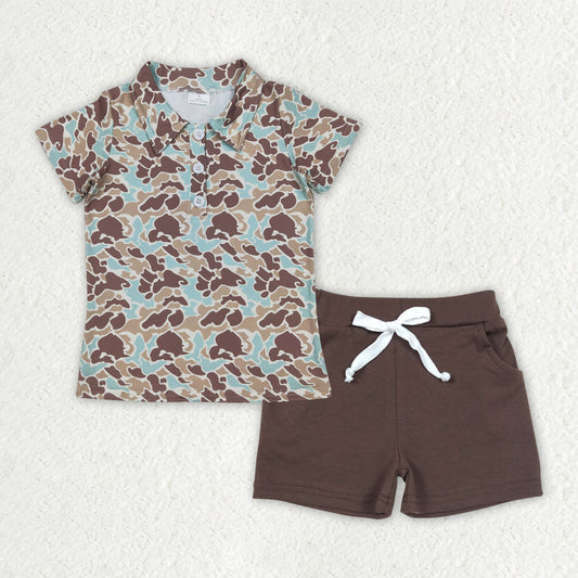 BSSO1486 Boys shorts button camo brown shorts outfits