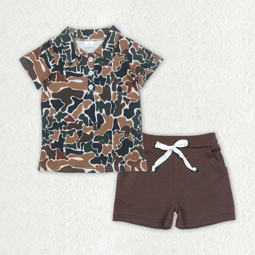 BSSO1493Boys shorts button camo brown shorts outfits