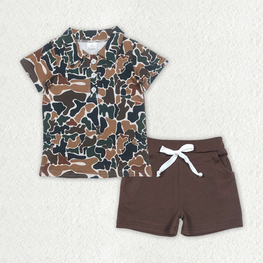 BSSO1493Boys shorts button camo brown shorts outfits