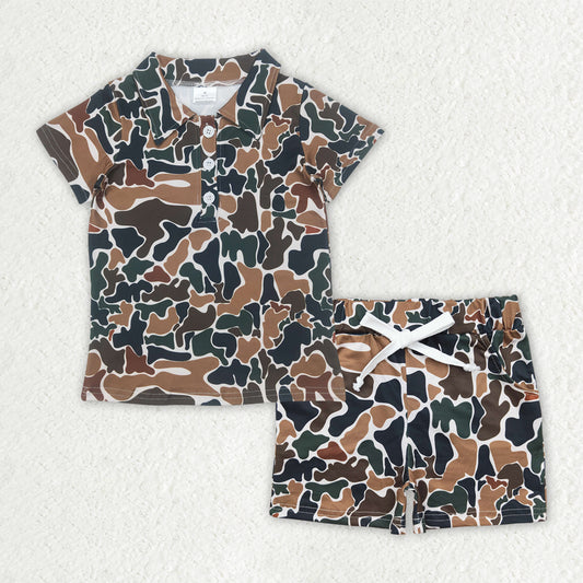 BSSO1522 Boys shorts button camo brown shorts outfits