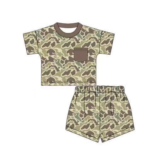 12.2  Pre-order BSSO1756 Boys camo pocket short sleeve shorts outfits