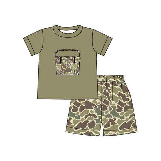 12.5 Pre-order BSSO1767 Boys camo green short sleeve shorts outfits