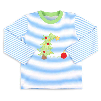 Pre-order BT0809 Boys dog Christmas tree long sleeves Top embroidery