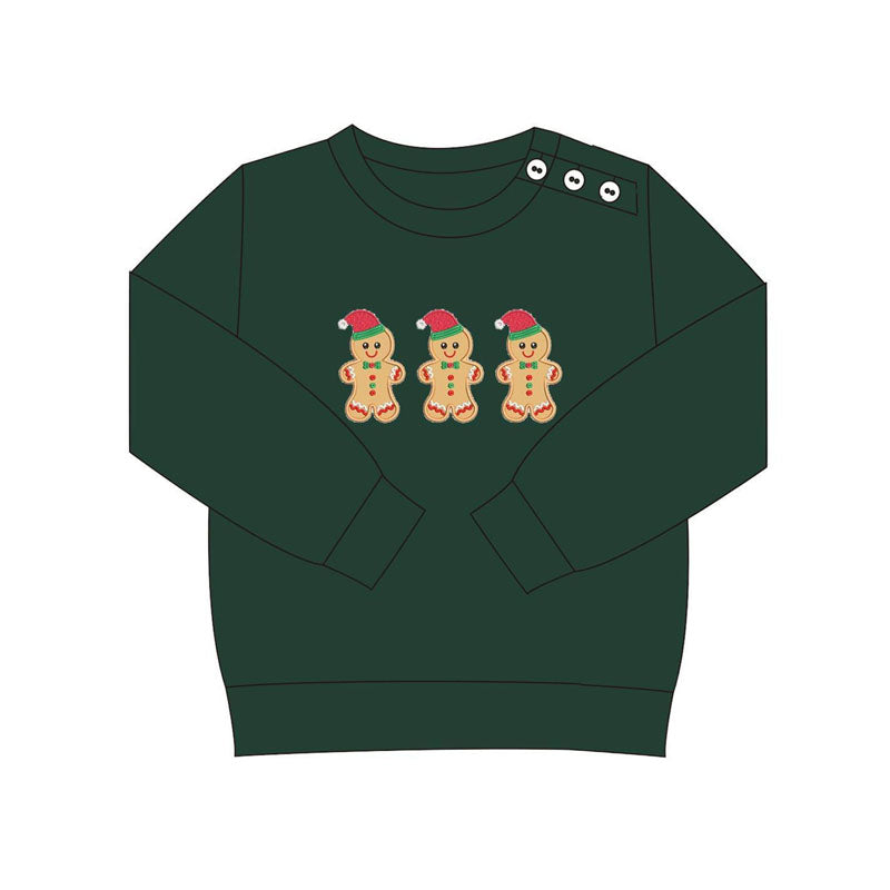 Pre-order BT0817 Boys gingerbread long sleeves Top embroidery