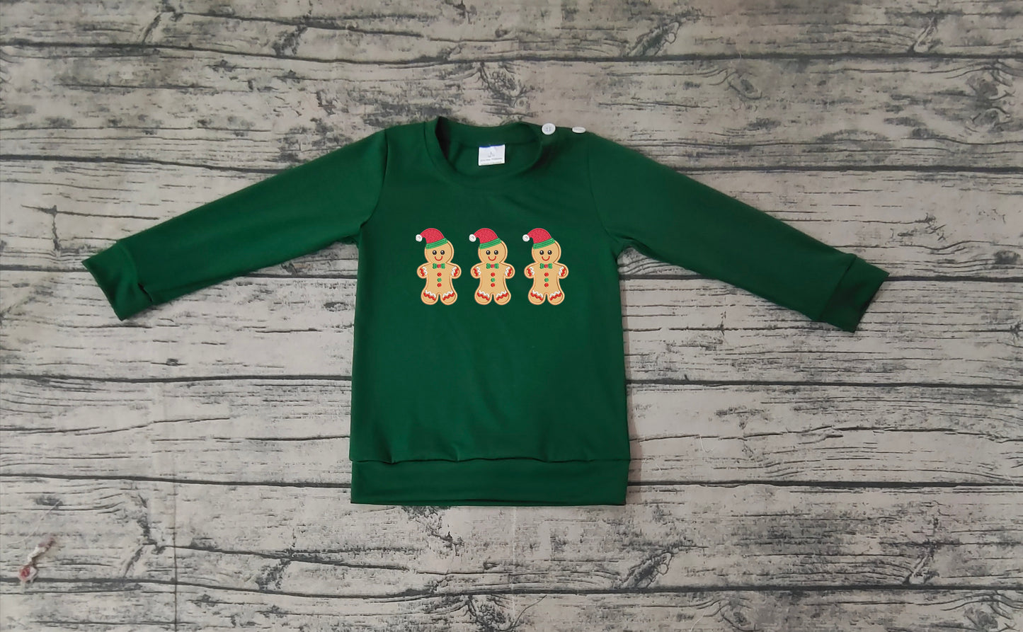 Pre-order BT0817 Boys gingerbread long sleeves Top embroidery