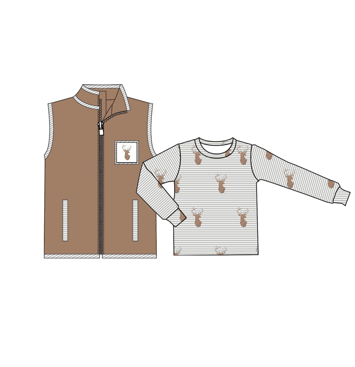 Pre-order BT0858 baby Boys deer jacket outfits 2pcs ( Deadline September 11 )