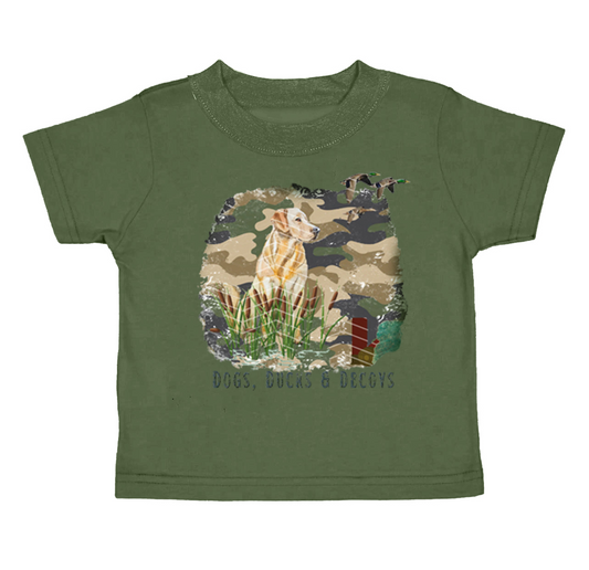 Pre-order BT0865 baby Boys dog camo short sleeves Top ( Deadline Sept. 18 )