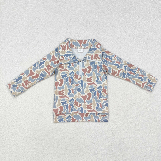 BT0870 baby boys long sleeve camouflage zipper pullover