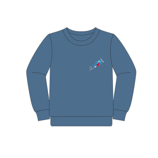 Pre-order BT0877 Boys blue airplane long sleeves Top ( Deadline Sept. 23 )