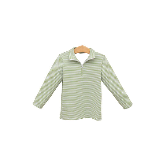 Pre-order BT1005 baby boys long sleeve green stripe pullover ( Deadline Oct.14 )