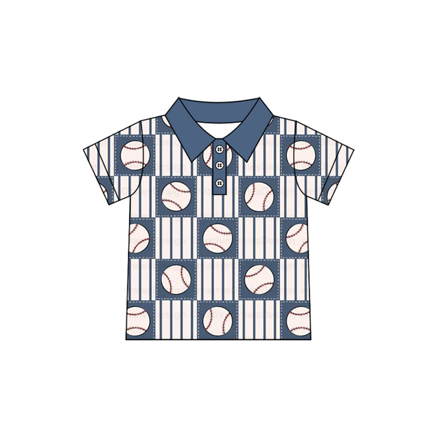 Pre-order BT1104 baby boys baseball short sleeves v-neck  top( Deadline Dec.12)