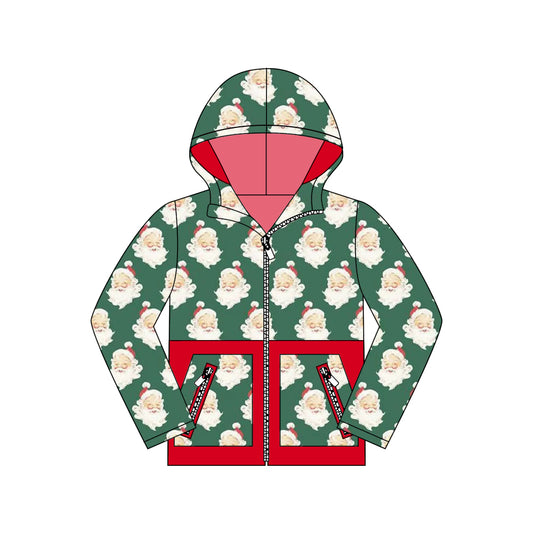 Pre-order BT1329 baby boys Christmas Santa Claus green long sleeve pullover top  (Deadline Sep.4）