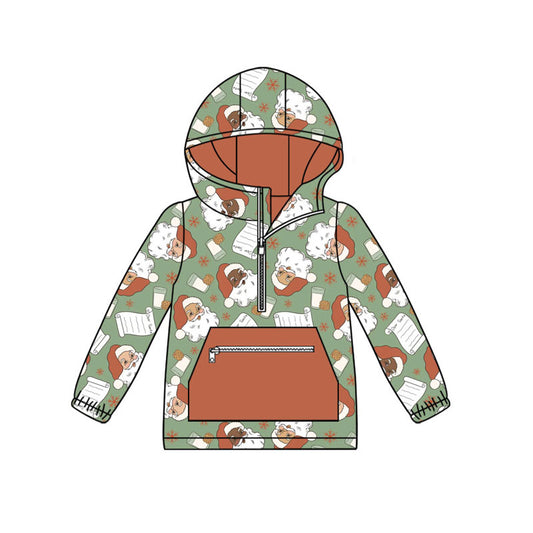 Pre-order BT1341 baby boys Christmas Santa Claus zipper pullover top  (Deadline 2025.9.13）