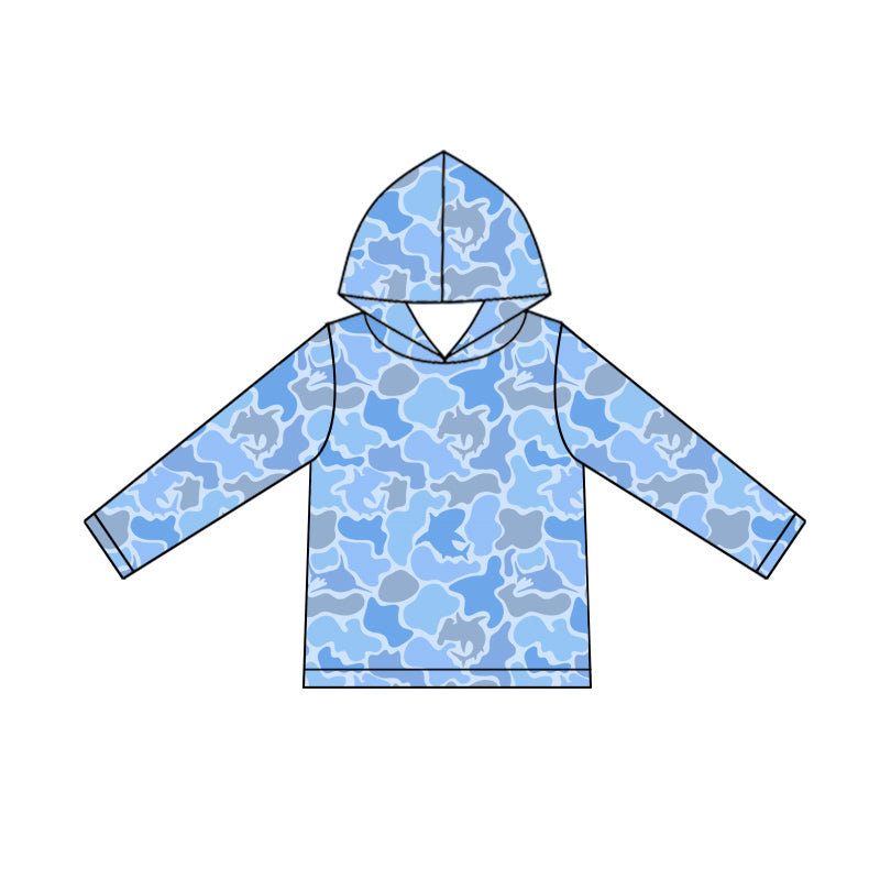 10.1 Pre-order BT1394 baby boys blue camo long sleeve hoodie top