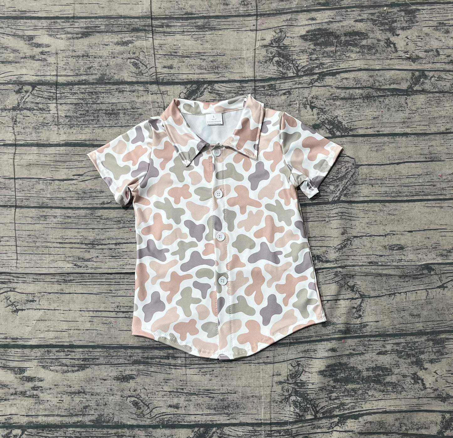 Pre-order BT1564  baby boys camo short sleeve button shirt top