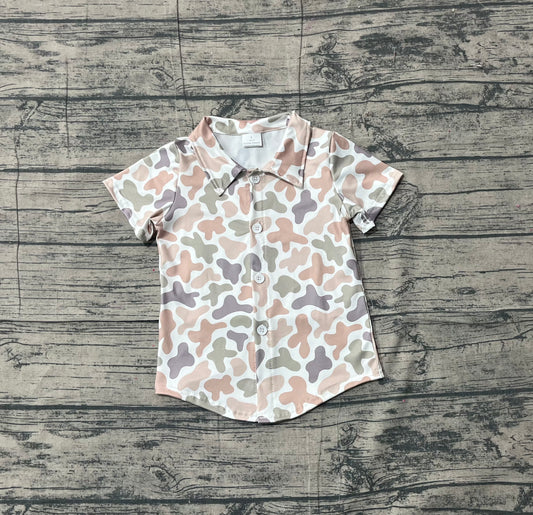 Pre-order BT1564  baby boys camo short sleeve button shirt top