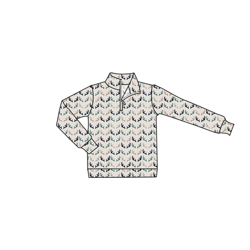12.2 Pre-order BT1636 baby boys deer long sleeve zipper pullover