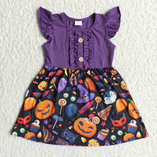 D3-26 Girls Halloween purple dress