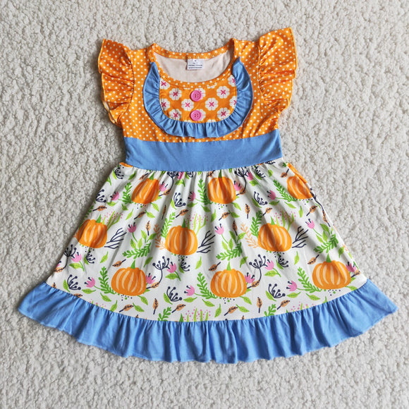 Girls Pumpkin Dress Flutter Sleeves