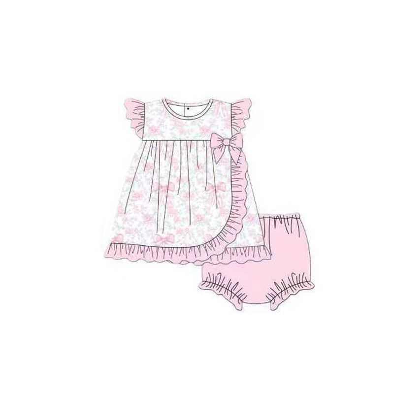 10.11 Pre-ordre GBO0483 baby girs bow pink floral romper