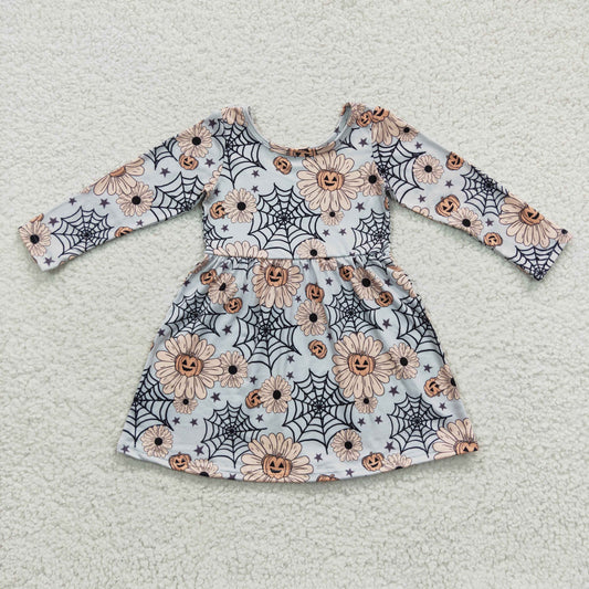 5.5 GLD0195 Girls Halloween Pumpkin Dress Long Sleeves