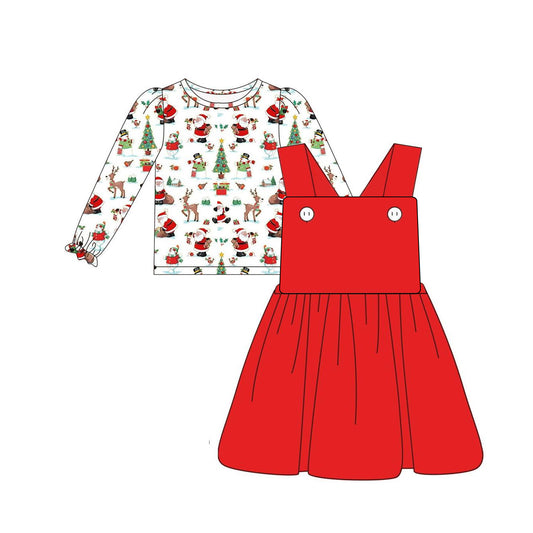 Pre-order GLD0672 long sleeve Christmas bow +red skirt outfits