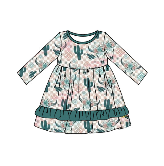 Pre-order GLD0700 Girls green cow Dress ( Deadline August 3 )