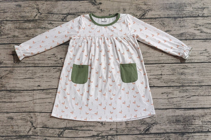 Pre-order GLD0717 baby Girls green duck Dress