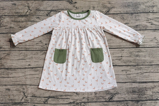 Pre-order GLD0717 baby Girls green duck Dress