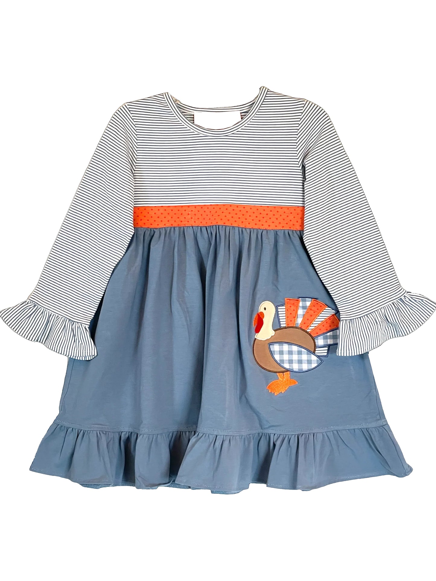 Pre-order GLD0731 baby Girls blue turkey Dress embroidery