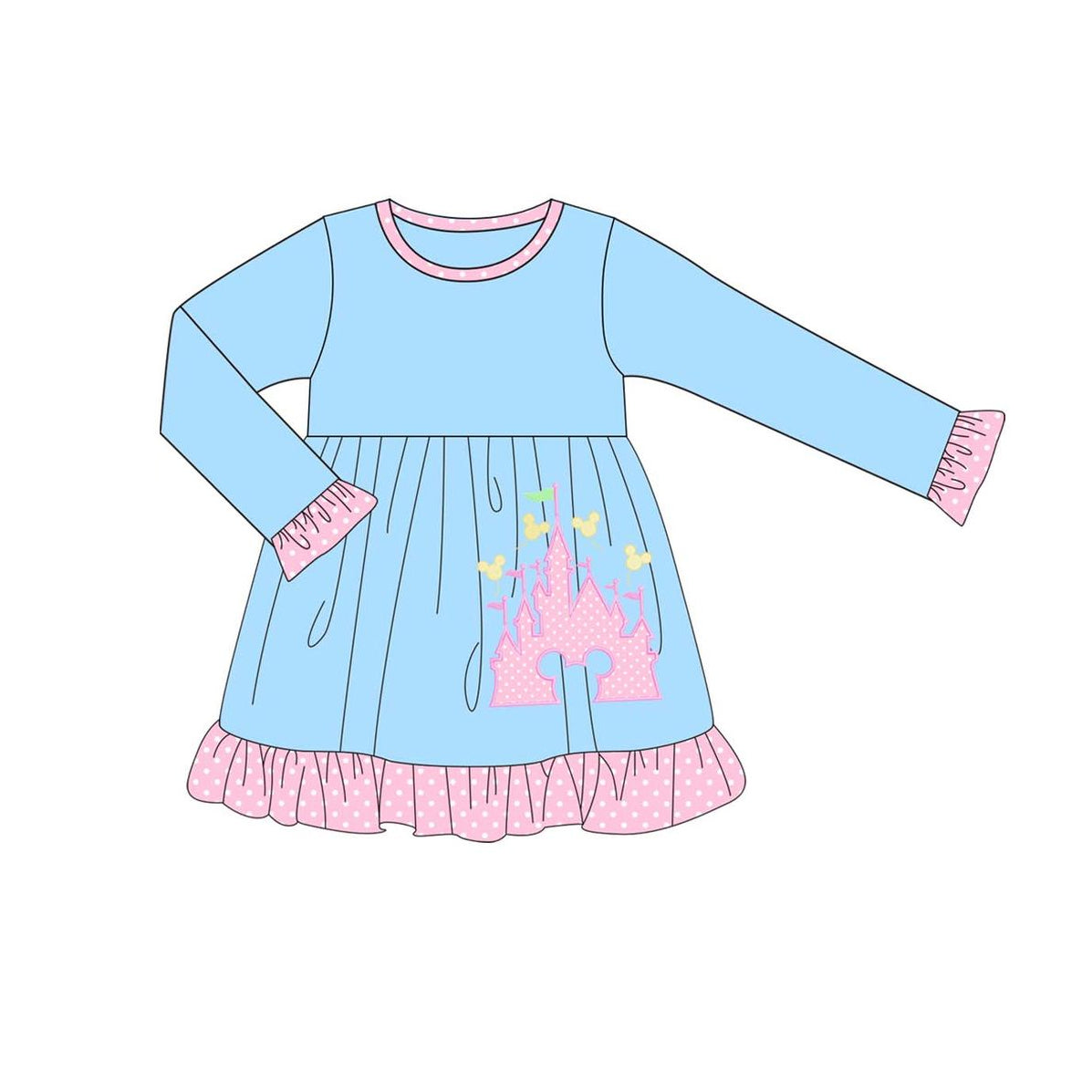 Pre-order GLD0743 baby Girls Castle Dress ( Deadline August 12 )