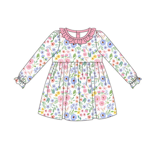 Pre-order GLD0759 baby Girls pink floral Dress ( Deadline August 15 )