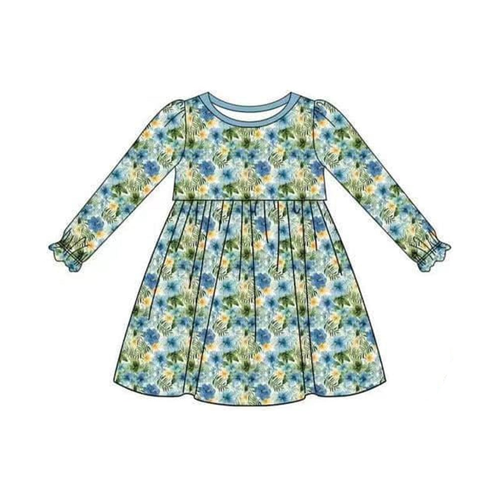 Pre-order GLD0760 baby Girls green floral Dress ( Deadline August 15 )