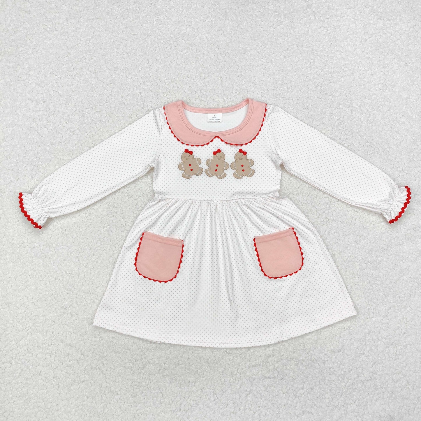 GLD0765 Girls Christmas pink Dress Embroidery