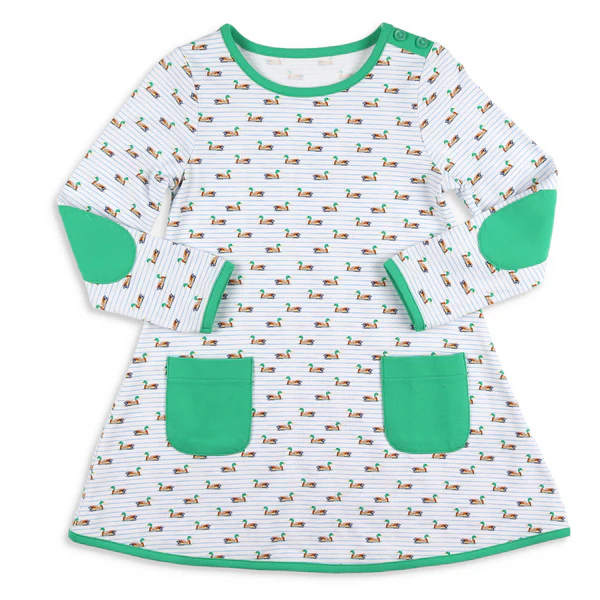 Pre-order GLD0768 baby Girls green duck Dress ( Deadline August 17 )