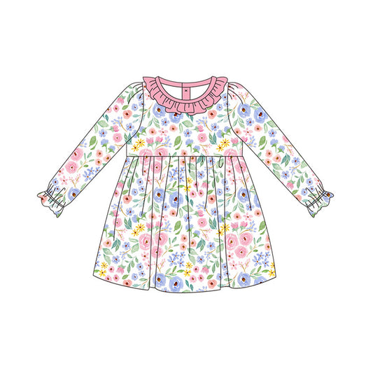 Pre-order GLD0775 baby Girls pink floral Dress ( Deadline August 19 )