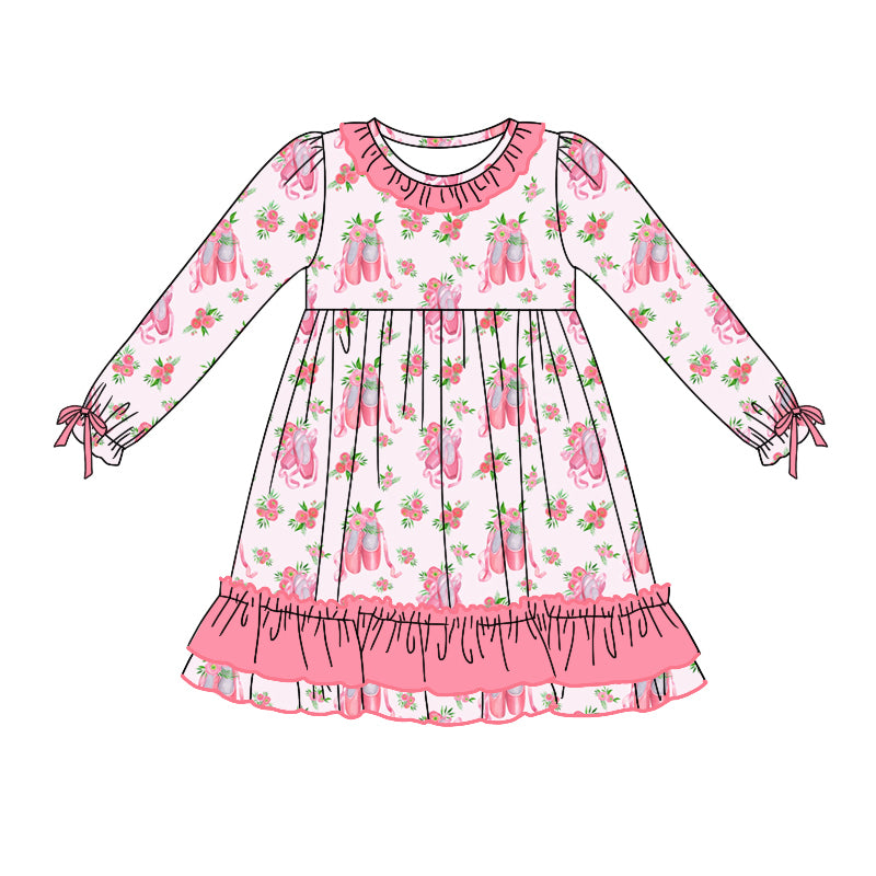 Pre-order GLD0776 baby Girls pink ballet Dress ( Deadline August 19 )