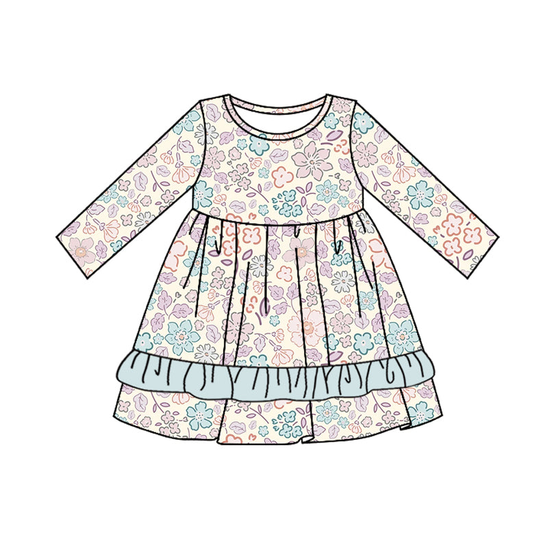 Pre-order GLD0783 baby Girls pink floral Dress ( Deadline August 21 )