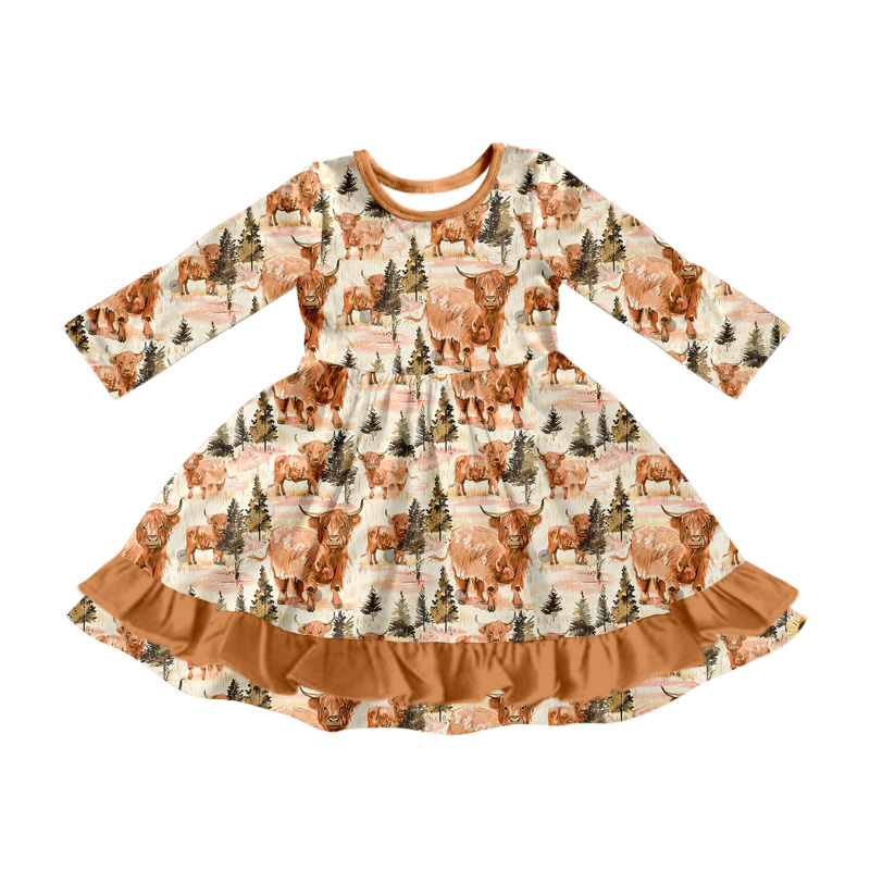 Pre-order GLD0798 baby Girls Christmas cow Dress ( Deadline August 25 )