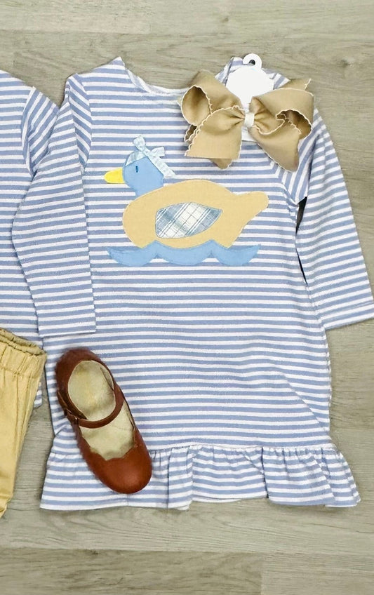 Pre-order GLD0817 baby Girls duck stripe Dress ( Deadline September 2 )