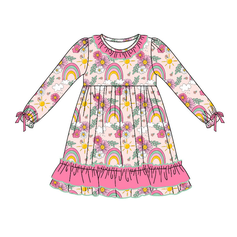 Pre-order GLD0825 baby Girls floral rainbow Dress ( Deadline September 4 )