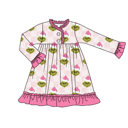 Pre-order GLD0829 baby Girls Christmas pink Dress ( Deadline September 4 )