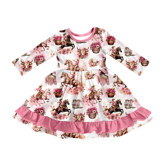 Pre-order GLD0830 baby Girls COW pink Dress ( Deadline September 5 )