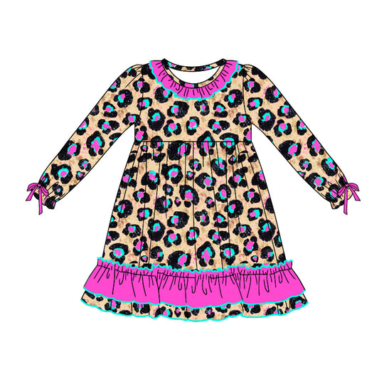 Pre-order GLD0832 baby Girls leopard Dress ( Deadline September 5 )