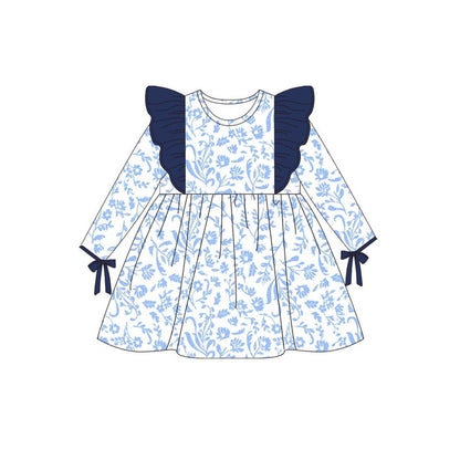 Pre-order GLD0836 baby Girls blue floral Dress