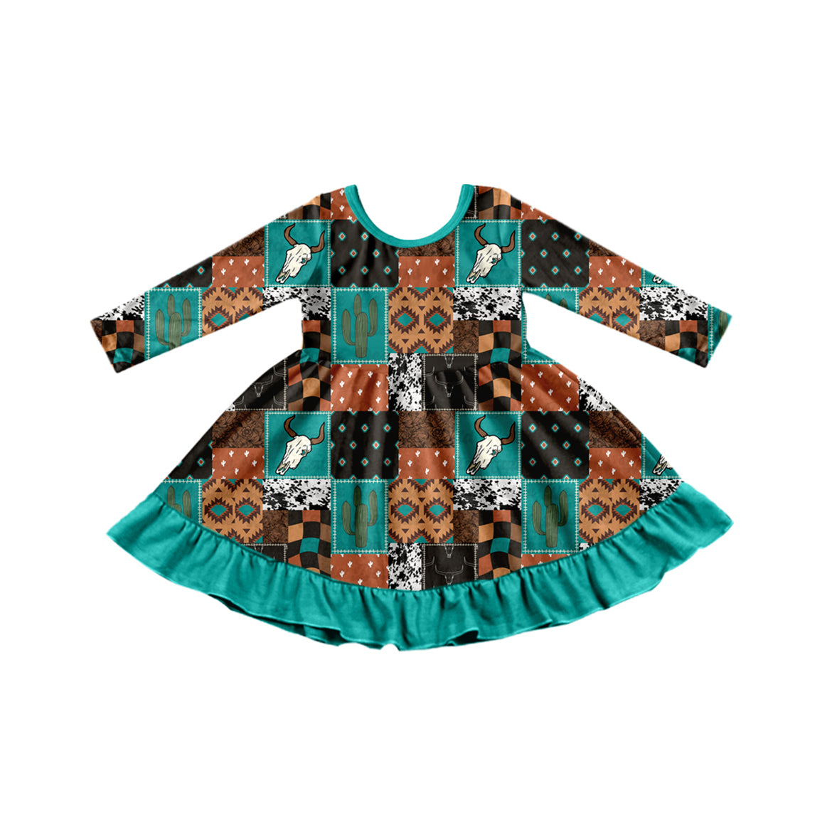 Pre-order GLD0837 baby Girls western cow Dress ( Deadline September 10 )